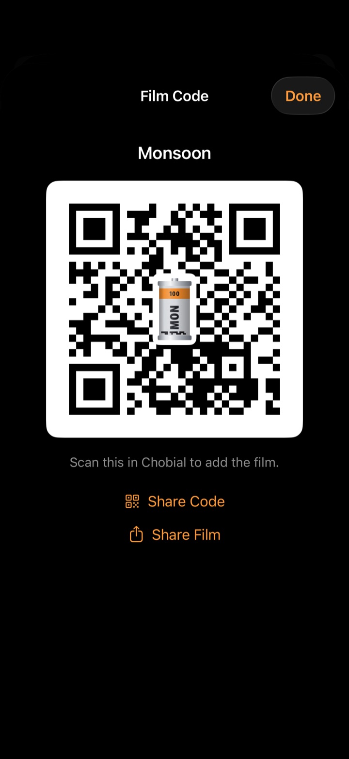 Film Code sheet with a QR code