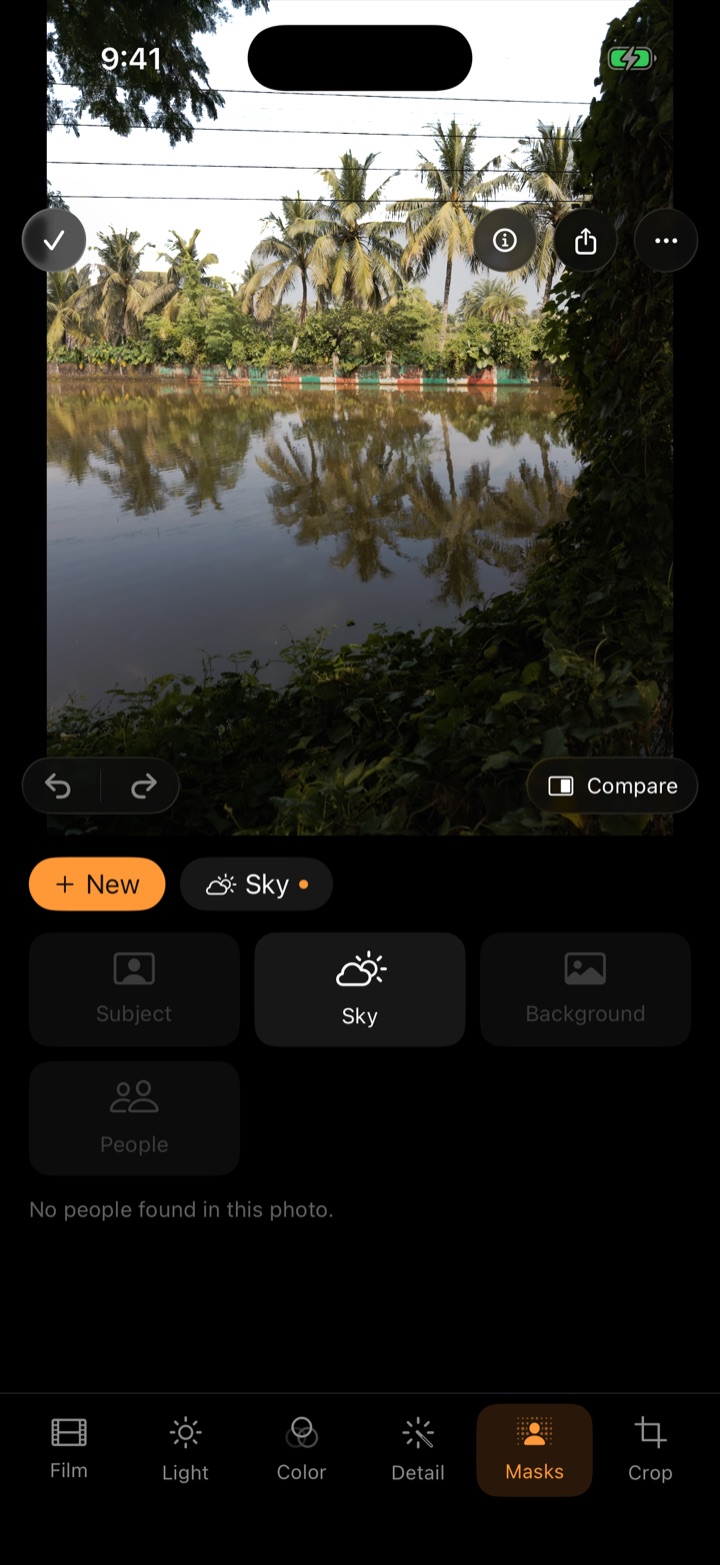 Masks tool with a sky mask